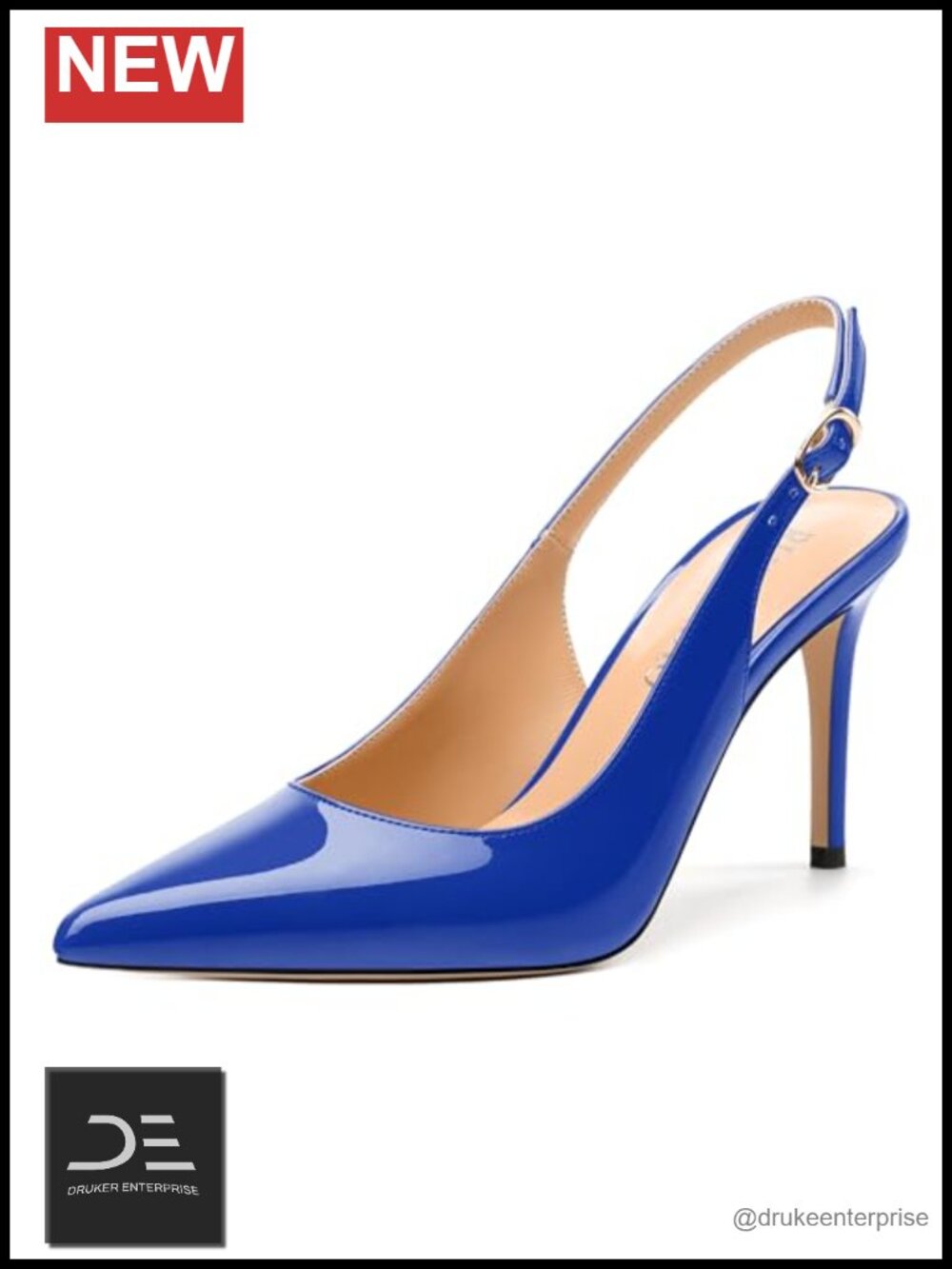 Slingback Stiletto Heels Pointed Toe Pumps Patent Shoes for Women 3.3in